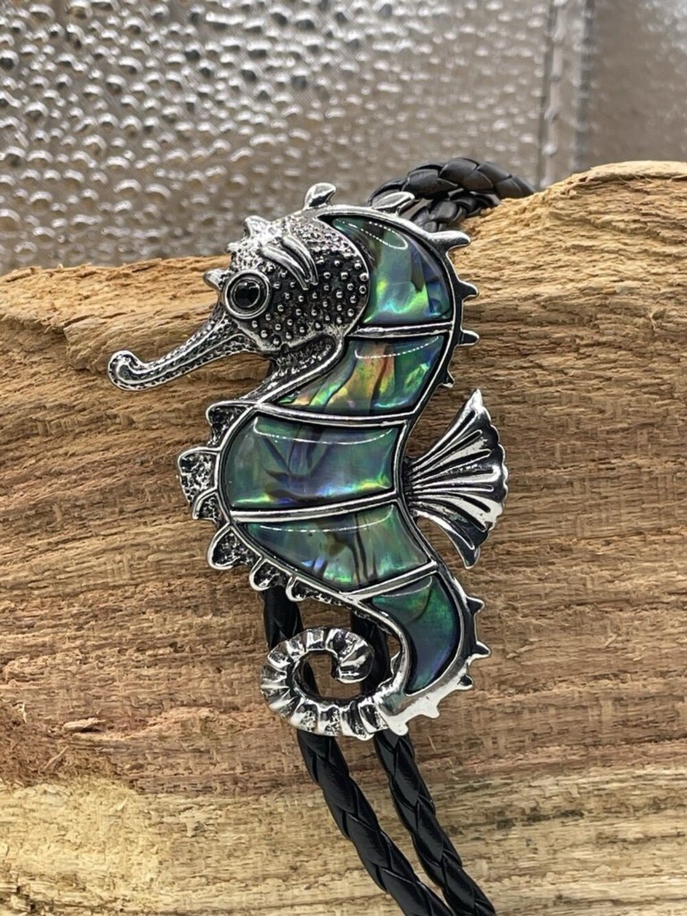 ABALONE Shell SEAHORSE Sea Horse Life Beach BOLO Tie Dad Son Festival wedding